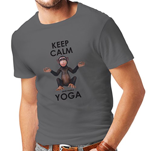 lepni.me Camisetas Hombre Mantenga la Calma y Haga Yoga Ashtanga Hatha Kundalini Yoga Prenatal (Small Grafito Multicolor)