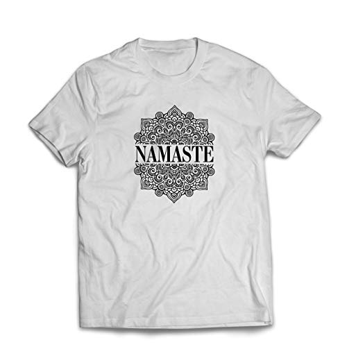lepni.me Camisetas Hombre Meditación Yoga Namaste Mandala Zen Regalo Espiritual para Yogui (Small Blanco Multicolor)