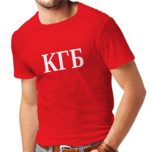 lepni.me Camisetas Hombre Político - KGB, URSS - CCCP, Ruso, Русский (Small Rojo Blanco)
