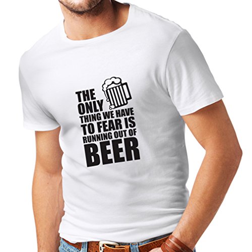 lepni.me Camisetas Hombre Tener Miedo de no Tener una Cerveza - para la Fiesta, Bebiendo Camisetas (Large Blanco Negro)
