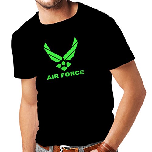 lepni.me Camisetas Hombre United States Air Force (USAF) - U. S. Army, USA Armed Forces (Small Negro Verde)