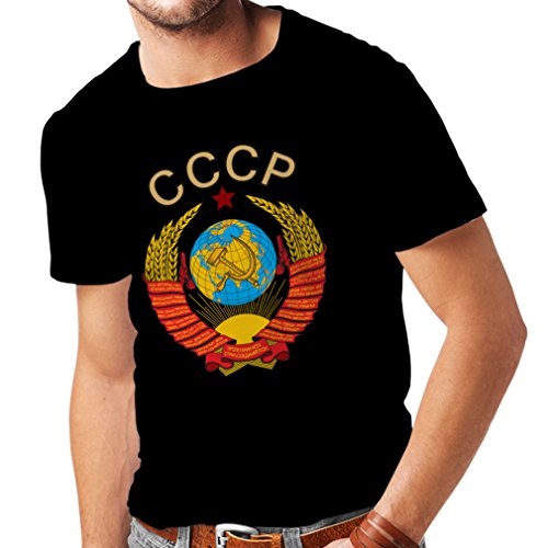 lepni.me Camisetas Hombre СССР URSS Unión Soviética Bandera de Rusia y Himno (XXXXX-Large Negro Multicolor)
