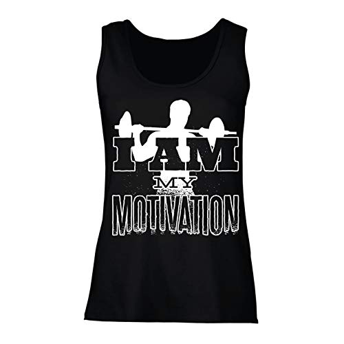 lepni.me Camisetas sin Mangas para Mujer Yo Soy mi motivación, Levantamiento de Pesas, Sentadillas, Peso Muerto (Large Negro Multicolor)