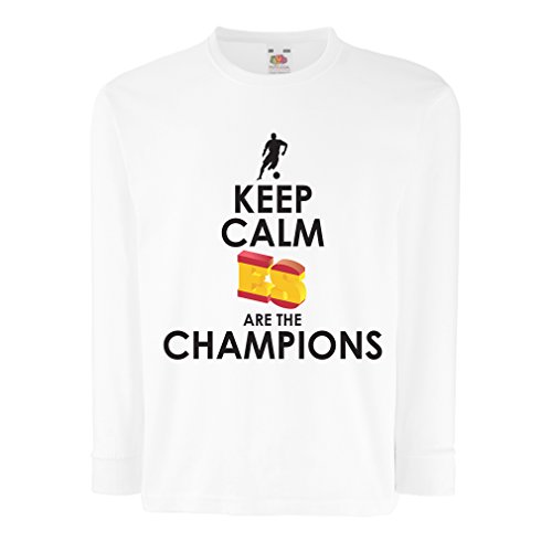 lepni.me Niños/Niñas Camiseta Españoles Son los campeones, Campeonato de Rusia 2018, Copa del Mundo - Equipo del fútbol de Camisa del admirador de España (9-11 Years Blanco Multicolor)