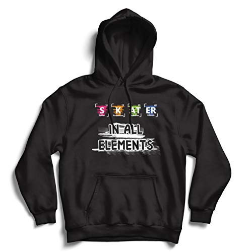 lepni.me Sudadera con Capucha Patinador en Todos los Elementos Química Periódica de Mesa Deporte (Small Negro Multicolor)