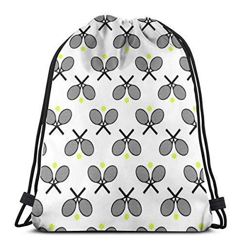 LEPO'S Mochila deportiva con cordón para gimnasio, raquetas de tenis, bolsa de cordón negra resistente al agua, ligera, mochila de gimnasio para natación, yoga, unisex