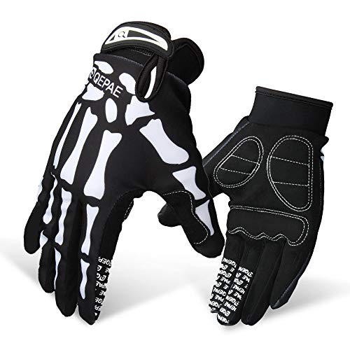 LERWAY Guantes de Ciclismo Antideslizante de Dedo Completo MTB Bicicleta Moto Accesorios Guantes para Deportes al Aire Libre Monstruo Guantes de Esqueleto Creativo (L)