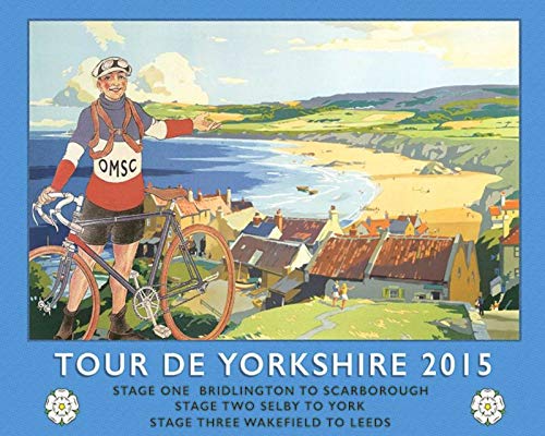 Letrero de metal con diseño retro de Tour de Yorkshire, carreras, ciclistas, carreras, ciclistas, bicicletas, estilo vintage, bar, cocina, cueva, cafeterías, etc. (20 x 30 cm)
