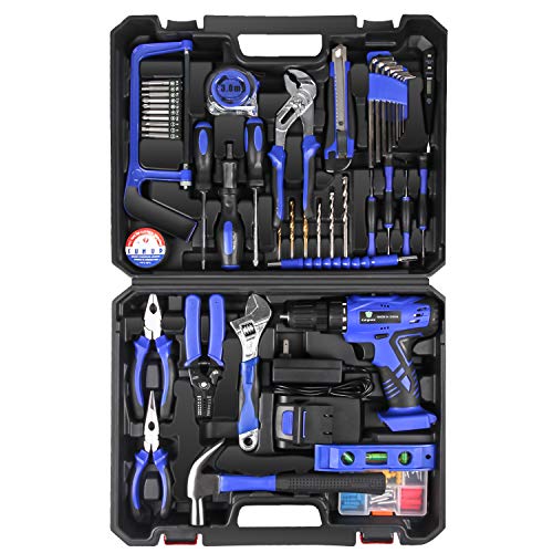 LETTON Taladro Destornillador, Taladro sin Cable 21V + 1 Baterías de Iones de Litio, 49pc Kit Herramientas Universal de Reparación Conjuntos Bricolaje para Casa