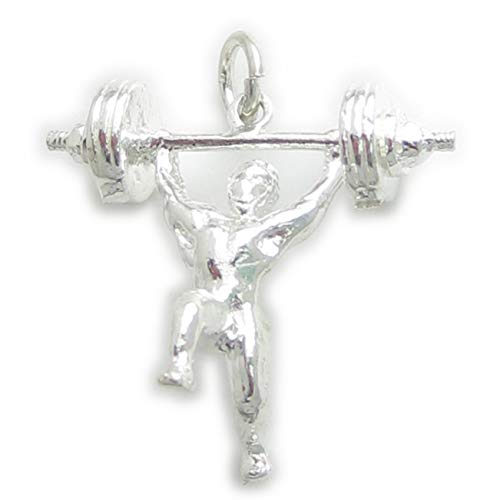 Levantador De Peso dije plata esterlina .925 x 1 Pesos Atletismo charms EC2119