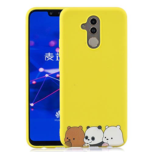 LeviDo Funda Compatible para Huawei Mate 20 Lite Silicona TPU Gel Bumper Caucho Caso Cover Delgado con cordón Goma Antigolpes Parachoque, Tres Osos