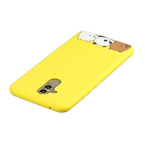 LeviDo Funda Compatible para Huawei Mate 20 Lite Silicona TPU Gel Bumper Caucho Caso Cover Delgado con cordón Goma Antigolpes Parachoque, Tres Osos