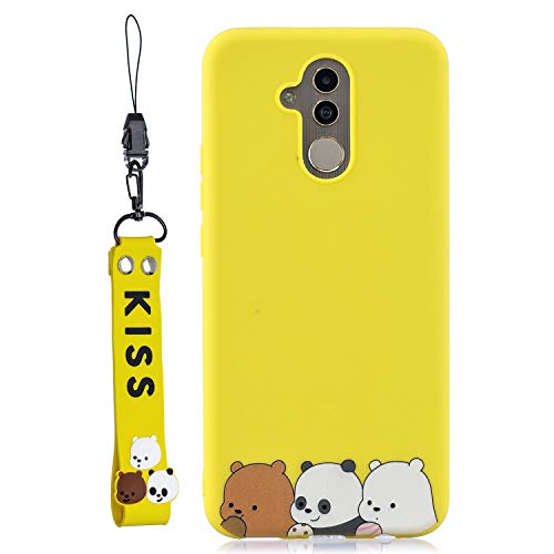 LeviDo Funda Compatible para Huawei Mate 20 Lite Silicona TPU Gel Bumper Caucho Caso Cover Delgado con cordón Goma Antigolpes Parachoque, Tres Osos