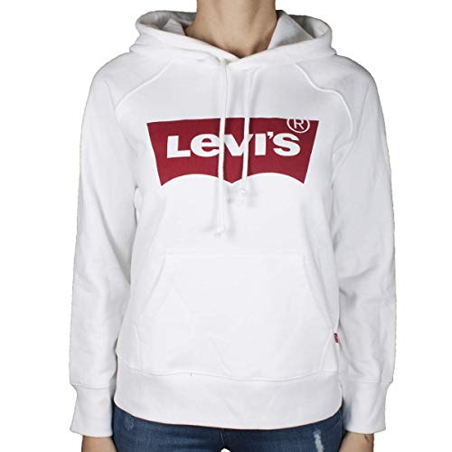 Levi's Graphic Sport Cappuccio, Housemark Hoodie White, S Donna