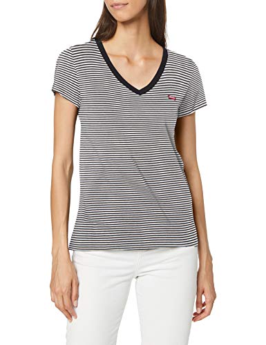 Levi's Vneck Camiseta, Blue (Annalise Stripe Cloud Dancer 0004), Medium para Mujer