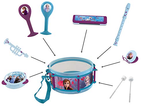 Lexibook K360FZ Disney Frozen-Conjunto Musical 7 Instrumentos en 1, Juguete Infantil a Partir de 3 años, color azul/blanco