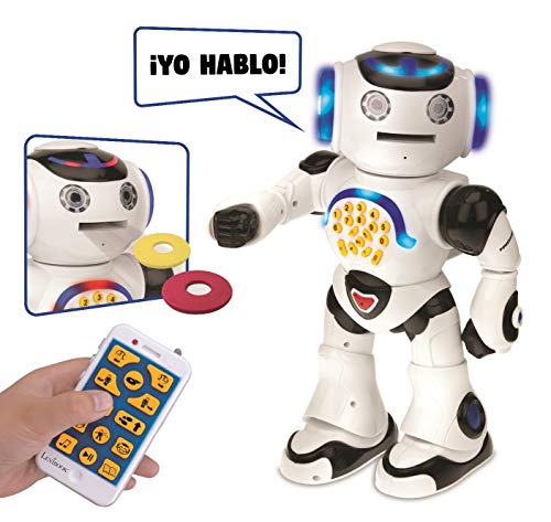 LEXIBOOK POWERMAN: el Robot Educativo Inteligente para Jugar y Aprender, Baila, Canta, Cuenta chistes, mando a distanc Distancia, color blanco (ROB50ES)