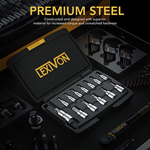 LEXIVON Juego de Llaves de Vaso Torx de Acero aleado S2 Premium | Juego de 13 Piezas Star T8 - T60 | Estuche de Almacenamiento Mejorado (LX-143) LEXIVON Juego de Llaves de Vaso Torx de Acero aleado S2 Premium | Juego de 13 Piezas Star T8 - T60 | Estuche de Almacenamiento Mejorado (LX-143)