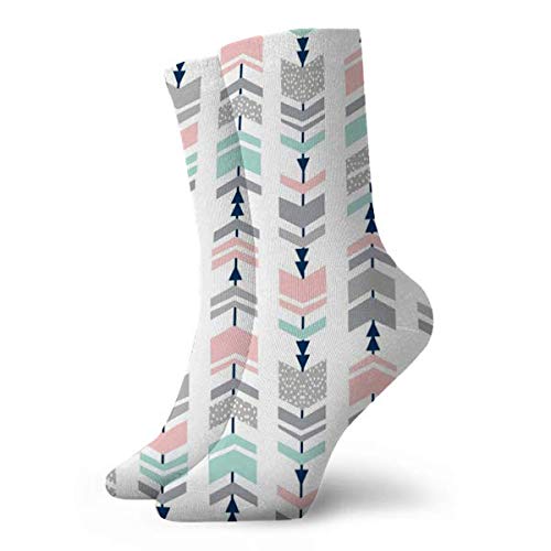 leyhjai Chevrons, Chevron, Pink and Mint Cute Girls Nursery Baby Sport Calcetines cortos 30cm / 11.8inch Adecuado para hombres y mujeres