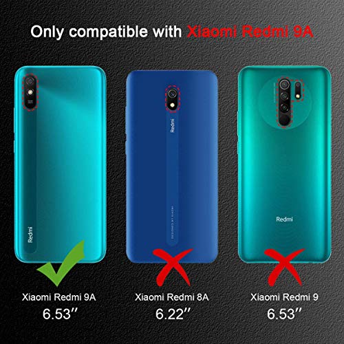 LeYi Funda Xiaomi Redmi 9A con [2-Unidades] Cristal Vidrio Templado,Armor Carcasa con 360 Grados Anillo iman Soporte Hard PC y Silicona TPU Bumper Antigolpes Case para Movil Redmi 9A,Rojo