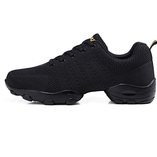 LFEU Zapatos del baile de luz no Slip Jazz zapatos al aire libre Ejecución del gimnasio del deporte de malla zapatillas de deporte para Hombres 8 UK Negro