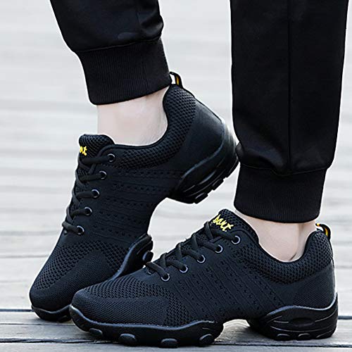 LFEU Zapatos del baile de luz no Slip Jazz zapatos al aire libre Ejecución del gimnasio del deporte de malla zapatillas de deporte para Hombres 8 UK Negro