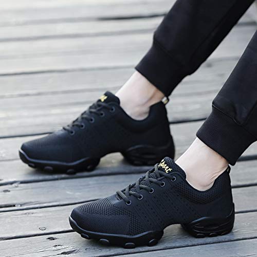 LFEU Zapatos del baile de luz no Slip Jazz zapatos al aire libre Ejecución del gimnasio del deporte de malla zapatillas de deporte para Hombres 8 UK Negro