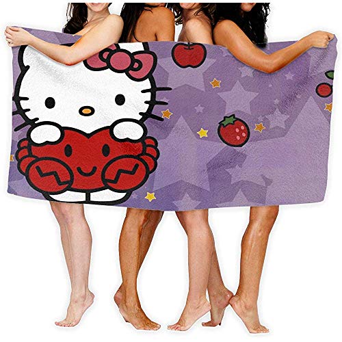 Lfff Hello Kitty Pink Heart Soft Absorbente Ligero para baño Piscina Yoga Pilates Manta de Picnic Toallas de Microfibra 80cm * 130cm