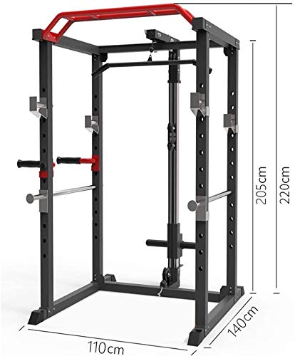 LFJY Marco de Jaula de Sentadillas Marco Tipo pórtico Banco de Superación Integral Smith máquina Multifuncional hogar Prensa Barra Estante,Black