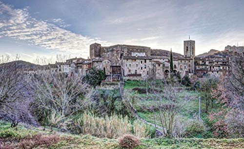 LFNSTXT Rompecabezas para adultos, 1000 piezas, España Santa Pau Girona, árbol de hierba colina, rompecabezas para adultos, familias y niños, juguete educativo para decoración del hogar (70 x 50 cm)