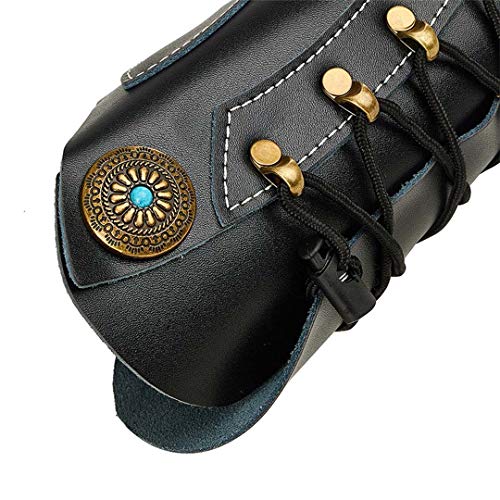 LGYKUMEG Protector de Brazo de Tiro con Arco/Protector de Brazo de Tiro con Arco de Cuero Protector de Mano Brace Armguard Arco Largo Tiro de Caza,Negro