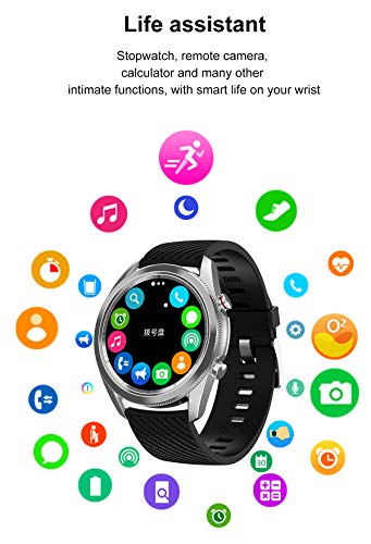 LHWQAN Reloj Deportivo al Aire Libre, Monitor de Ritmo cardíaco Bluetooth, posicionamiento móvil, Entretenimiento Social, Control Remoto Selfie, Seguimiento/Alarma, 130W Vinyl