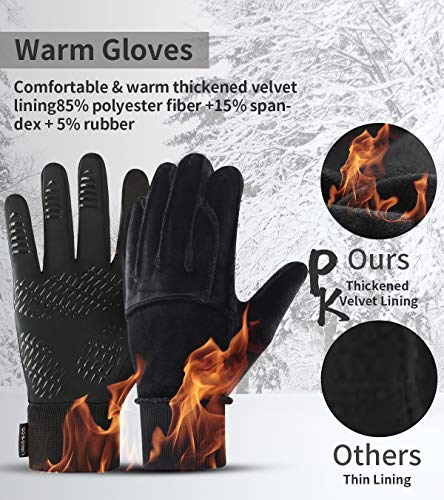 LIANG'S CO. Guantes de Invierno para Hombre Guantes cálidos Guantes térmicos a Prueba de Viento para Ciclismo Guantes Antideslizantes con Pantalla táctil para Deportes al Aire Libre Correr