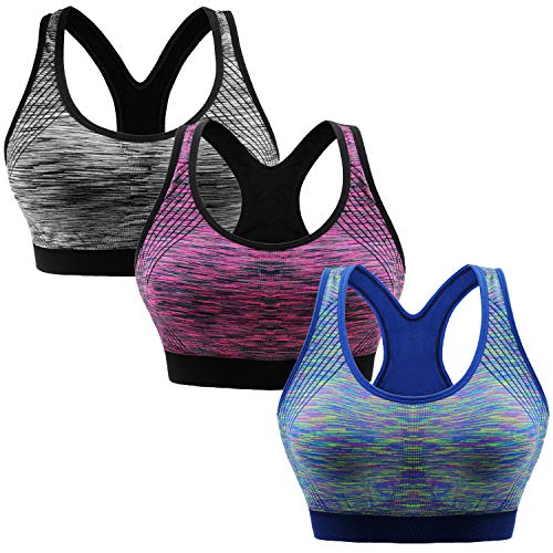 Libella 3 Piezas Mujer Sujetador Deportivo Push Up para Damas con Rellenos Sin Tirantes Espalda Cruzada 3761 UN1 S/M