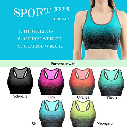 Libella Mujer Sujetador Deportivo Push Up Bustier con Amplio Correas Fitness Yoga Camisetas Sin Mangas 3738 AzulL/XL Libella Mujer Sujetador Deportivo Push Up Bustier con Amplio Correas Fitness Yoga Camisetas Sin Mangas 3738 AzulL/XL