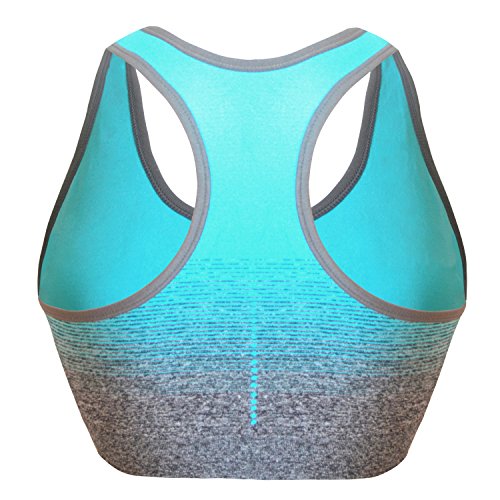 Libella Mujer Sujetador Deportivo Push Up Bustier con Amplio Correas Fitness Yoga Camisetas Sin Mangas 3738 AzulL/XL