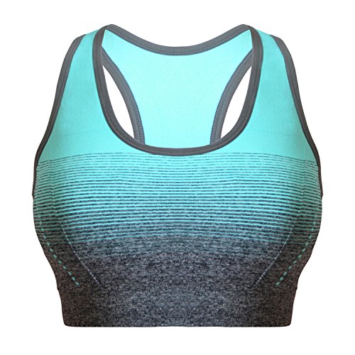 Libella Mujer Sujetador Deportivo Push Up Bustier con Amplio Correas Fitness Yoga Camisetas Sin Mangas 3738 AzulL/XL