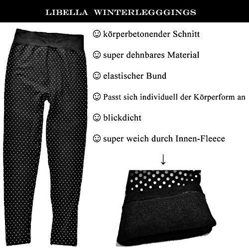 Libella Pack de 2 Thermo Leggings Forro térmico de Invierno para Mujer Leggings Slim Leggings Pantalones extracálido Dick Suave Slim (One Size) 4146 Negro+Marie Azul