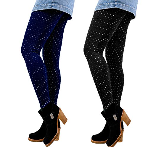 Libella Pack de 2 Thermo Leggings Forro térmico de Invierno para Mujer Leggings Slim Leggings Pantalones extracálido Dick Suave Slim (One Size) 4146 Negro+Marie Azul