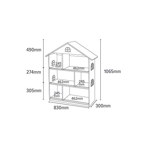 Liberty House Toys - Estantería de Madera para Casas de muñecas, Color Blanco y Rosa, 106,5 cm de Alto x 83 cm de Ancho x 30 cm de Profundidad