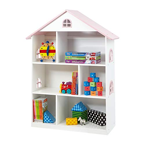 Liberty House Toys - Estantería de Madera para Casas de muñecas, Color Blanco y Rosa, 106,5 cm de Alto x 83 cm de Ancho x 30 cm de Profundidad