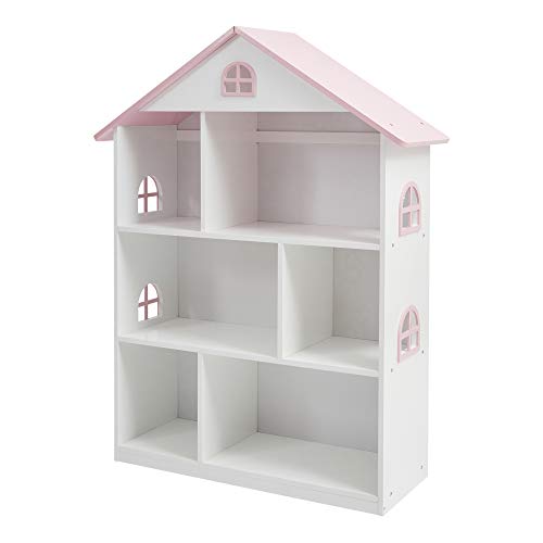 Liberty House Toys - Estantería de Madera para Casas de muñecas, Color Blanco y Rosa, 106,5 cm de Alto x 83 cm de Ancho x 30 cm de Profundidad