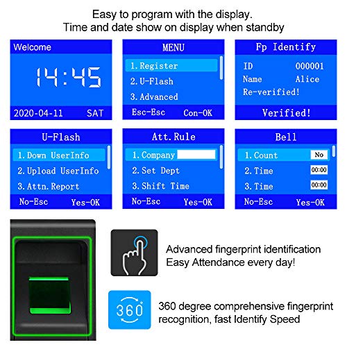 LIBO Huella digital biométrica inteligente Tiempo de asistencia Máquina Registrador de reloj de tiempo Dispositivo de registro de empleados Teclado de control de acceso con llaveros RFID