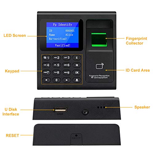 LIBO Huella digital biométrica inteligente Tiempo de asistencia Máquina Registrador de reloj de tiempo Dispositivo de registro de empleados Teclado de control de acceso con llaveros RFID