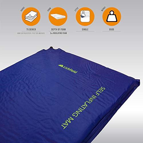Lichfield SMMSIMAT Estera Auto-Hinchable para Acampar, Unisex, Azul (Scuba Blue), 180 x 51 x 3 cm Lichfield SMMSIMAT Estera Auto-Hinchable para Acampar, Unisex, Azul (Scuba Blue), 180 x 51 x 3 cm