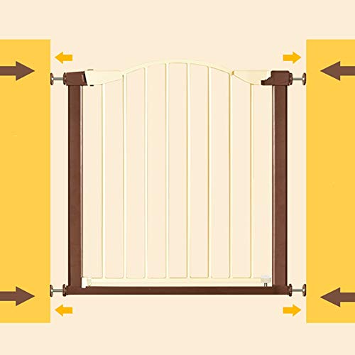 LICHUN Barrera De Seguridad Escalera Puerta for Niños Perros Ajuste De Presión Auto Cerrado Parada De 90 ° Interior Proteccion Peligro Aislamiento, Marrón (Color : H74cm, Size : W 142-150cm)