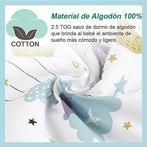 Licitn Saco de Dormir para Bebé - 2.5 TOG Saco de Dormir de Algodón Unisex para Bebés,Longitud Ajustable para Bebé (Azul, 3-18 Meses(70-90cm)) Licitn Saco de Dormir para Bebé - 2.5 TOG Saco de Dormir de Algodón Unisex para Bebés,Longitud Ajustable para Bebé (Azul, 3-18 Meses(70-90cm))