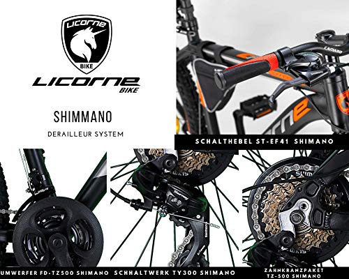 Licorne Bike Bicicleta de montaña prémium para niños, niñas, hombres y mujeres, cambio Shimano de 21 velocidades, para hombre, Effect, Niñas, negro/naranja (2 frenos de disco)., 66,04 cm Licorne Bike Bicicleta de montaña prémium para niños, niñas, hombres y mujeres, cambio Shimano de 21 velocidades, para hombre, Effect, Niñas, negro/naranja (2 frenos de disco)., 66,04 cm