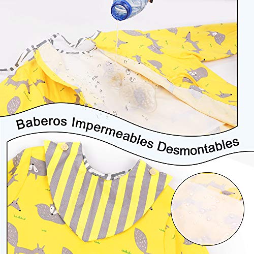Lictin 3 Pcs Baberos Bebés con Mangas Impermeable- Baberos Manga Larga de Algodón con Escote Ajustable, Material de Algodón Exterior, Tela Impermeable Interior, Cómodo y Transpirable para 0-24 Meses Lictin 3 Pcs Baberos Bebés con Mangas Impermeable- Baberos Manga Larga de Algodón con Escote Ajustable, Material de Algodón Exterior, Tela Impermeable Interior, Cómodo y Transpirable para 0-24 Meses