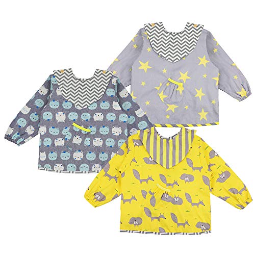 Lictin 3 Pcs Baberos Bebés con Mangas Impermeable- Baberos Manga Larga de Algodón con Escote Ajustable, Material de Algodón Exterior, Tela Impermeable Interior, Cómodo y Transpirable para 0-24 Meses Lictin 3 Pcs Baberos Bebés con Mangas Impermeable- Baberos Manga Larga de Algodón con Escote Ajustable, Material de Algodón Exterior, Tela Impermeable Interior, Cómodo y Transpirable para 0-24 Meses